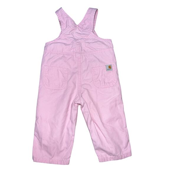 Carhartt pink baby girls floral bib overalls embroidered baby girl size 9 months - Picture 2 of 8
